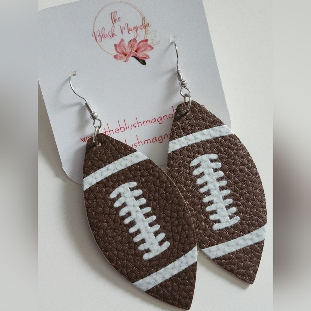 Faux Leather Football Earrings - Game Day Earrings